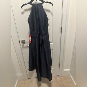 Carmen Marc Valvo High Lo Gown Size 4 Navy with Black Beading